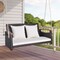 Costway Patio Rattan Porch Swing 2-Person Hanging Chair Cushioned Loveseat for Backyard
